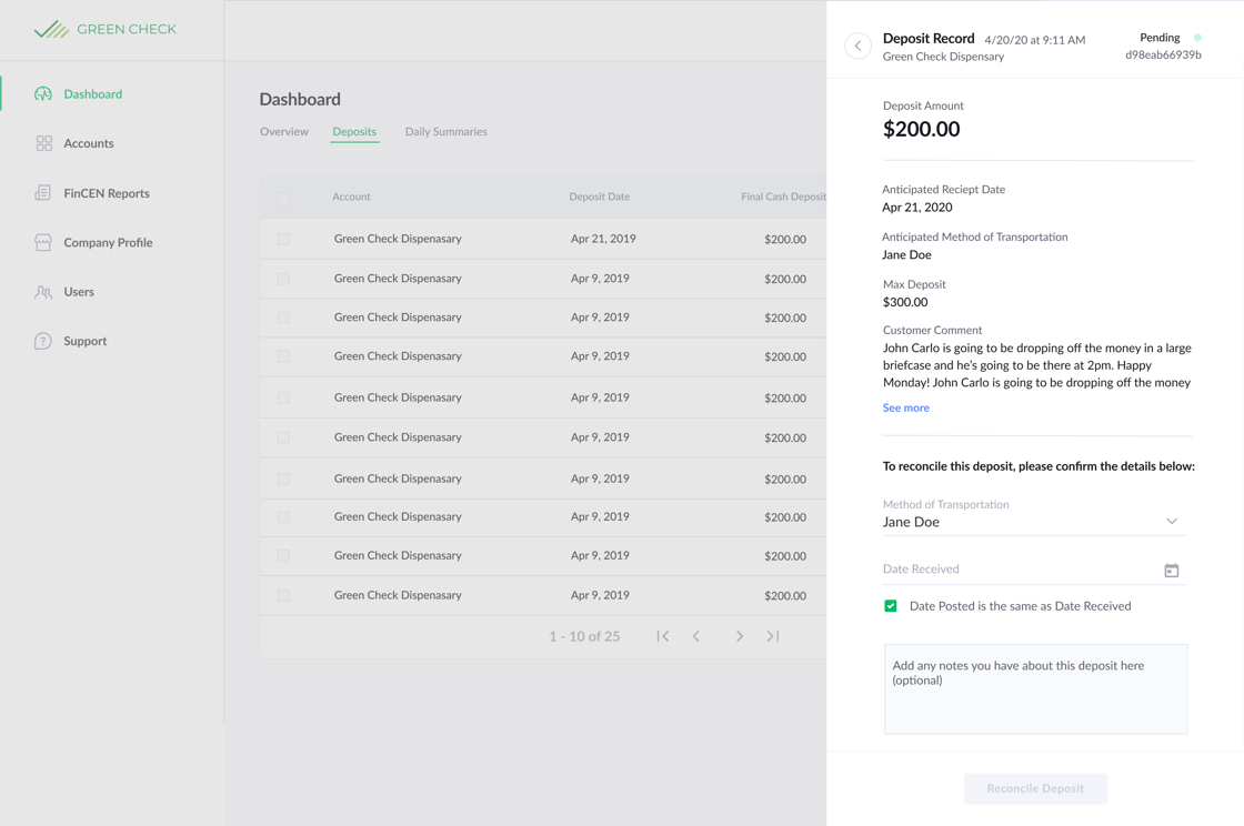 Deposit Drawer Preview